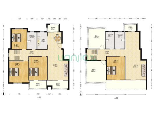 龙泽园东区 4室2厅3卫 237平方