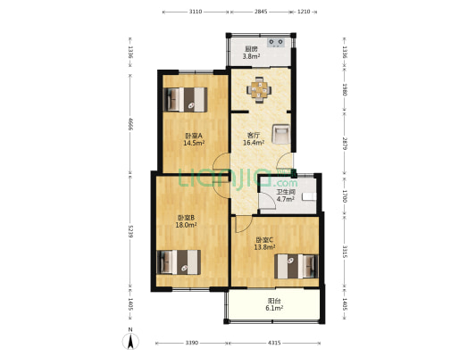 西陈庄中街 3室1厅1卫 99平方