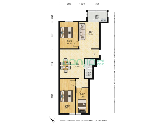 肉联小区 3室2厅1卫 98平方