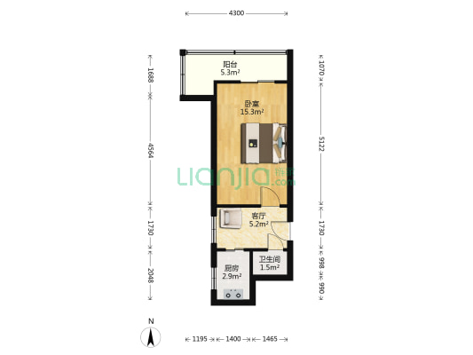 民丰楼 1室1厅1卫 22平方