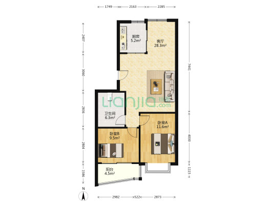 铂金苑 2室1厅1卫 78平方