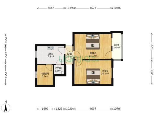 屠园小区 2室0厅1卫 62平方