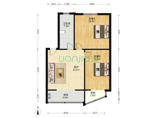 铸造厂宿舍 2室1厅1卫 85平方