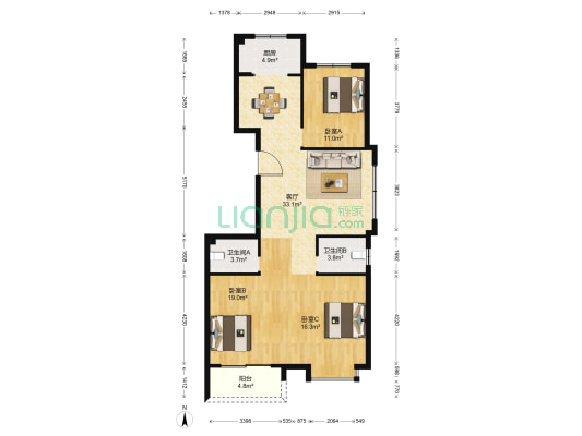 楠盛悦府 3室1厅2卫 127平方