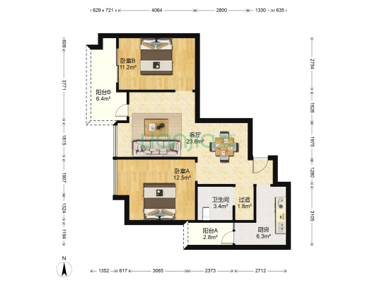 熙山郡 2室1厅1卫 81平方