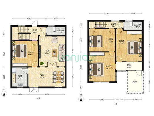 戴周新村 4室2厅2卫 137平方