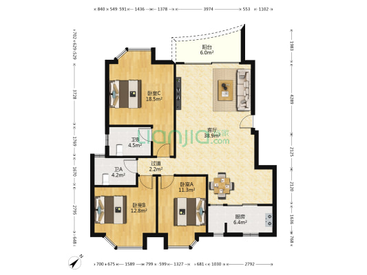国盛宏岭高地 3室1厅2卫 117平方