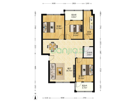 瓦窑路36号 4室1厅1卫 99平方