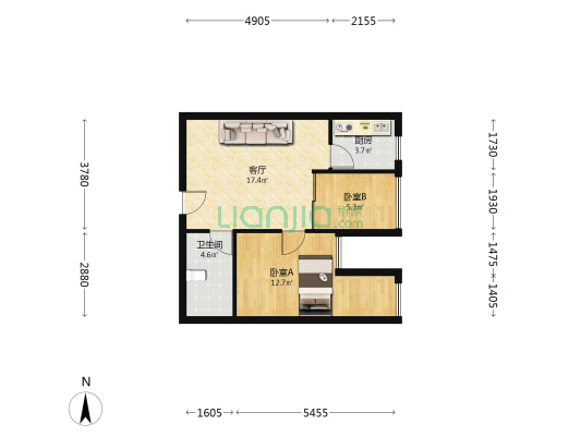 弘德缘 2室1厅 西南-户型图