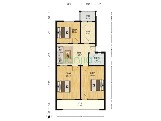 城里庄家属楼 3室1厅1卫 99平方