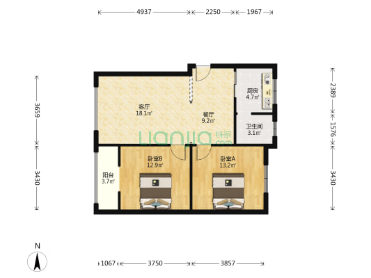 金龙路186号附2号 2室2厅1卫 81平方