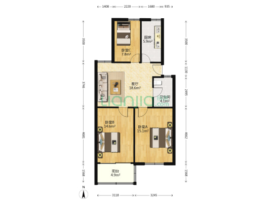 申达新村 3室1厅1卫 84平方