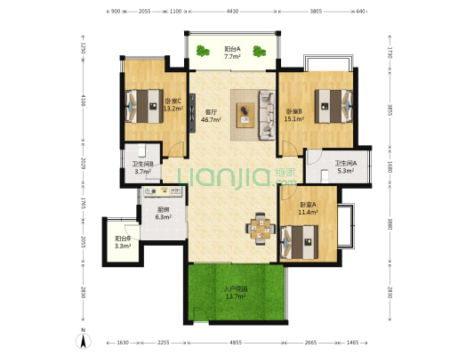 金水湾境界 3室1厅2卫 140平方