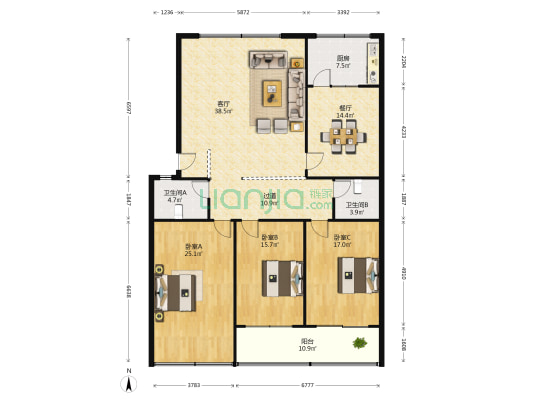 英西南路4-1号 3室2厅2卫 177平方