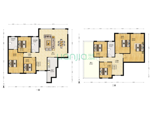 房子户型方正得房率高，复式楼带40平米露台-户型图