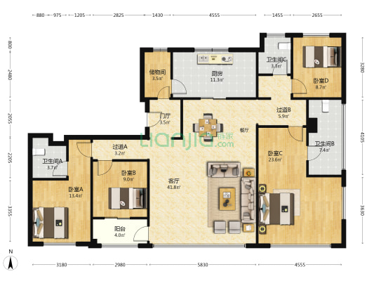 招商·央玺 4室1厅3卫 199平方