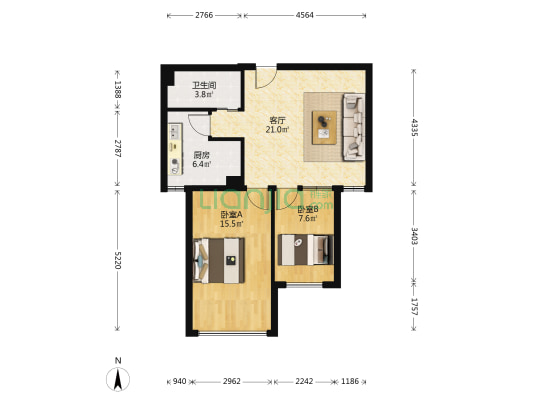 佳隆凤凰公馆 2室1厅1卫 76平方