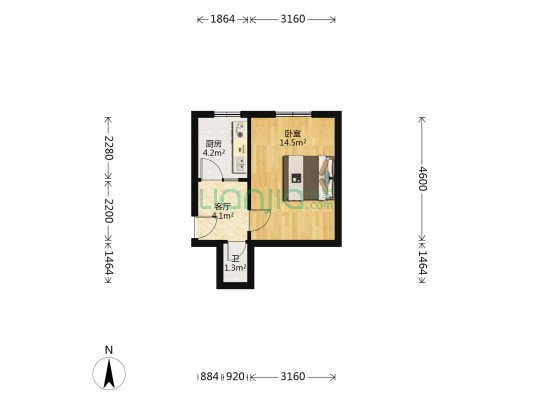 闻喜里 1室1厅1卫 32平方