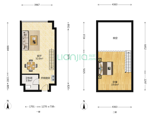 中庸金寓 1室1厅1卫 61平方