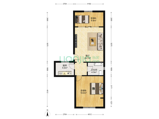 甘肃省汽车工业公司家属院（正宁路） 2室1厅1卫 66平方