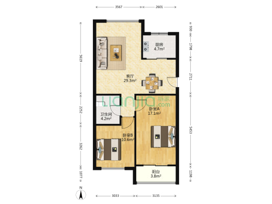 环秀景苑 2室1厅1卫 95平方