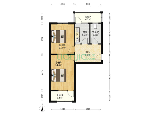 邮印厂家属楼 2室1厅1卫 64平方