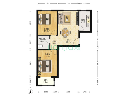 汇景苑四区 2室1厅1卫 80平方