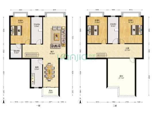 农机局宿舍 3室1厅3卫 182平方