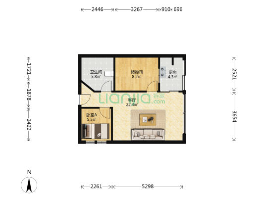 佘山新天地(公寓) 1室1厅1卫 75平方