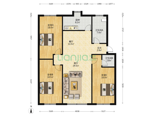 滨江西路40号 3室2厅2卫 137平方