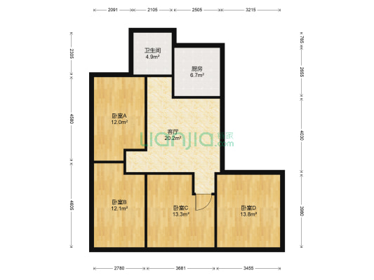 地恒春天 4室1厅1卫 106平方