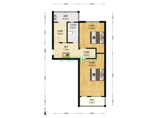 林场宿舍 2室1厅1卫 67平方