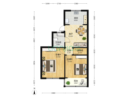 沈巷弄 2室1厅1卫 82平方