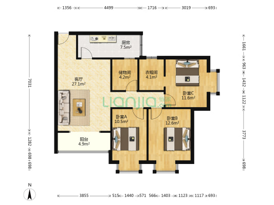 迎宾大道北段482号 3室1厅0卫 98平方