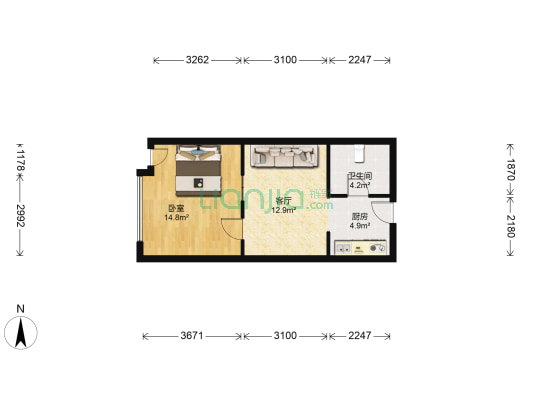 中汇大厦 1室1厅1卫 56平方