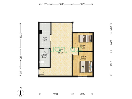 乐苑小区 2室1厅1卫 67平方
