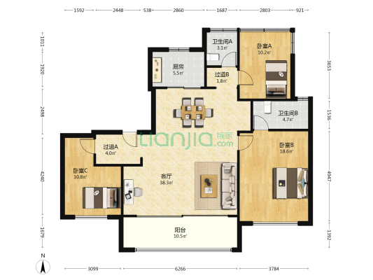 高速尚宸院 3室1厅2卫 159平方