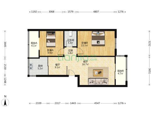 八仙宫小区 2室2厅1卫 82平方