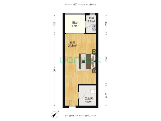 奇美大厦 1室0厅1卫 48平方
