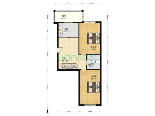 83中宿舍 2室1厅1卫 80平方