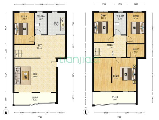 名流丽苑 4室2厅2卫 191平方