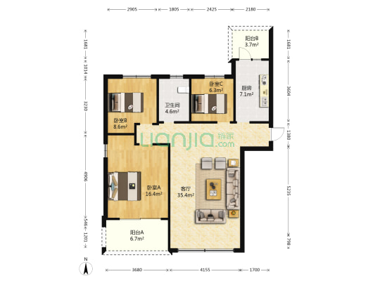 碧桂园山水云间 3室1厅1卫 114平方