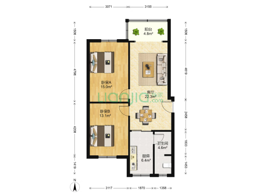 青石桥南街58号 2室1厅1卫 78平方