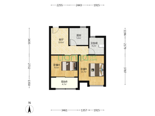 九里华庭 2室1厅1卫 65平方