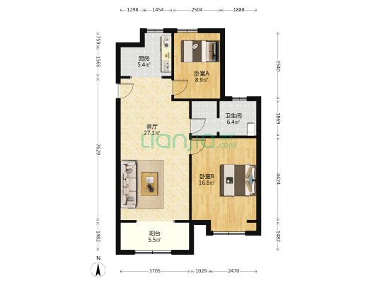 新彭花园 2室1厅1卫 100平方