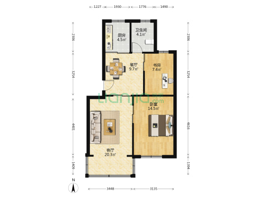 鸣山小区 2室2厅1卫 72平方