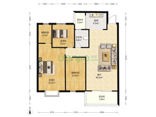 同欣苑小区 2室1厅1卫 127平方