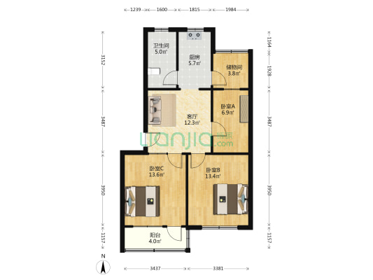市畜牧局宿舍 3室1厅1卫 75平方