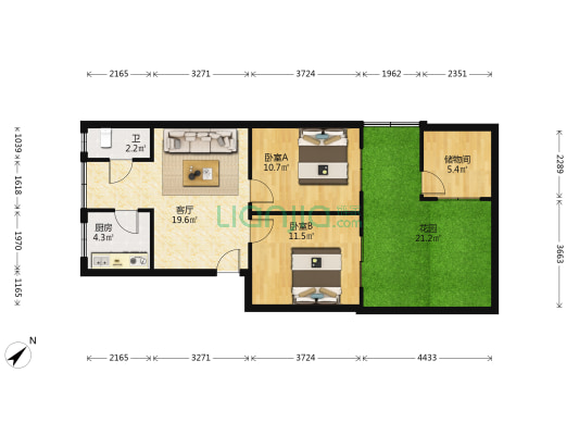 一环路东南段127号 2室1厅1卫 65平方