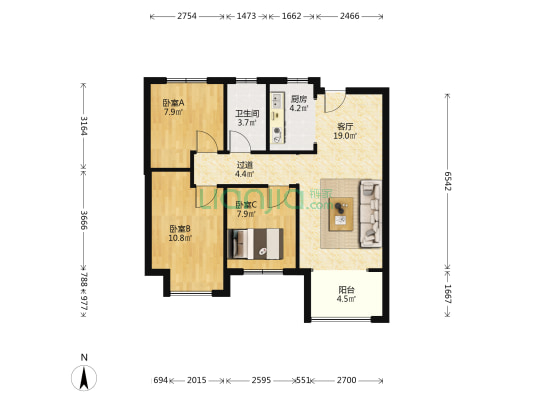 正商生态城 3室1厅1卫 94平方